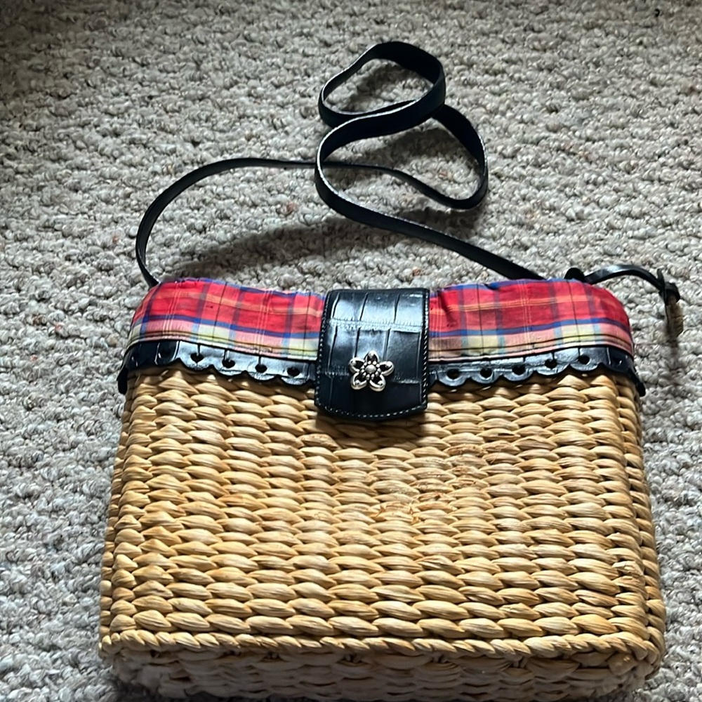 Brighton Poppy Crossbody Straw Bag- GUC